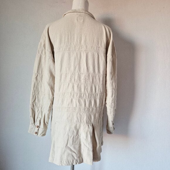 NWT Free People Free-Est Checkin' In Mini Dress Long Sleeve Cotton Neutral - Picture 8 of 16